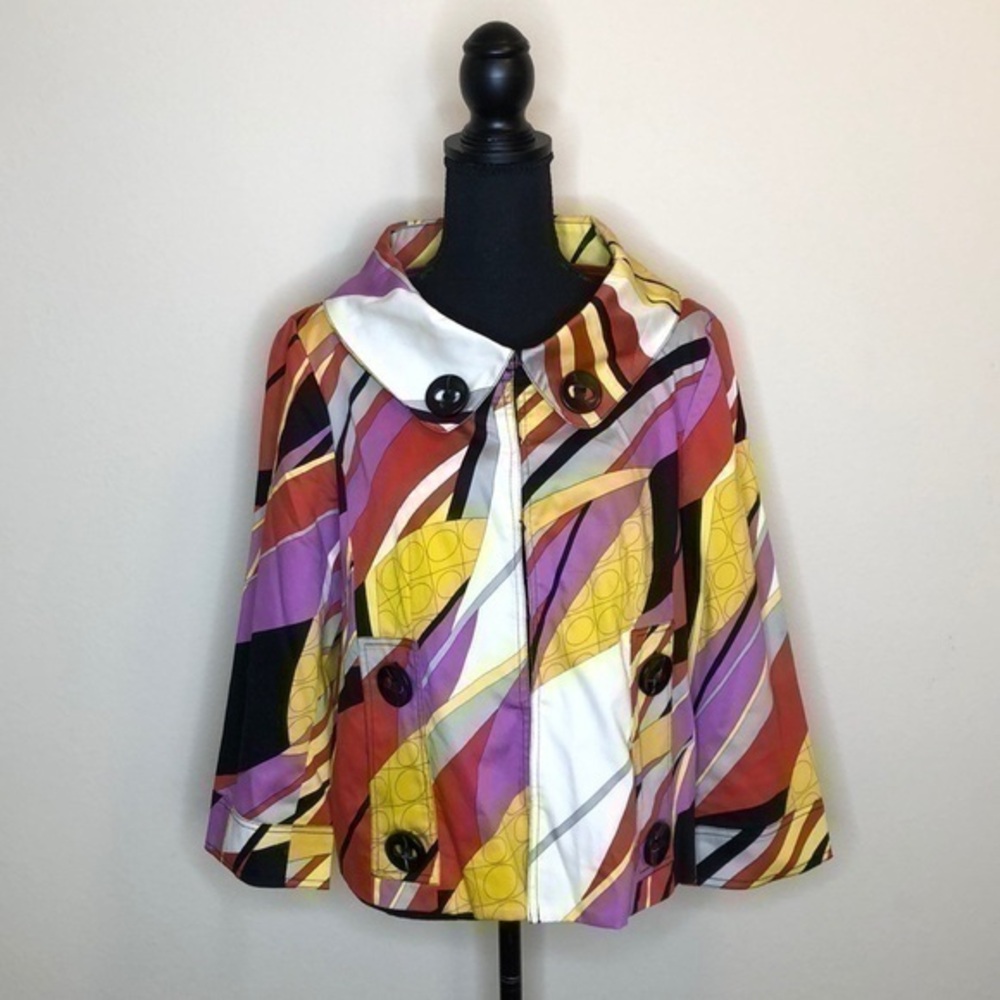Carole Little Colorful Abstract Print Jacket Sz L